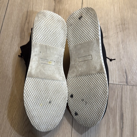 MIU MIU PRADA 5E088D BLACK KNIT MESH BUNGEE LACE SOCK SNEAKERS 37.5 US 7.5 - Picture 5 of 6